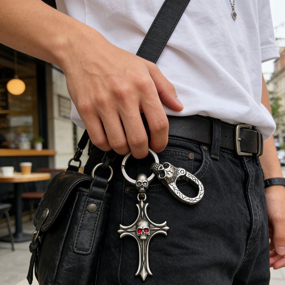 𝐂𝐡𝐫𝐨𝐦𝐞 𝐡𝐞𝐚𝐫𝐭 keychain pendant - Picture 2 of 8